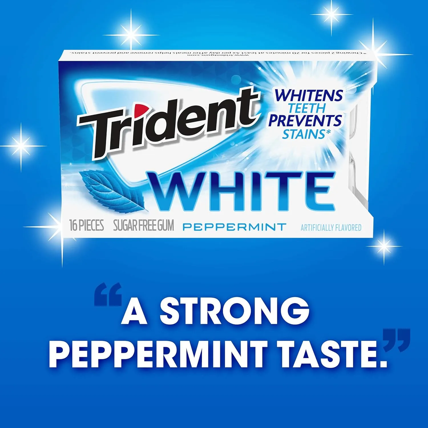 Trident White Peppermint Sugar Free Gum, 60 Packs of 16 Pieces (960 Total Pieces)