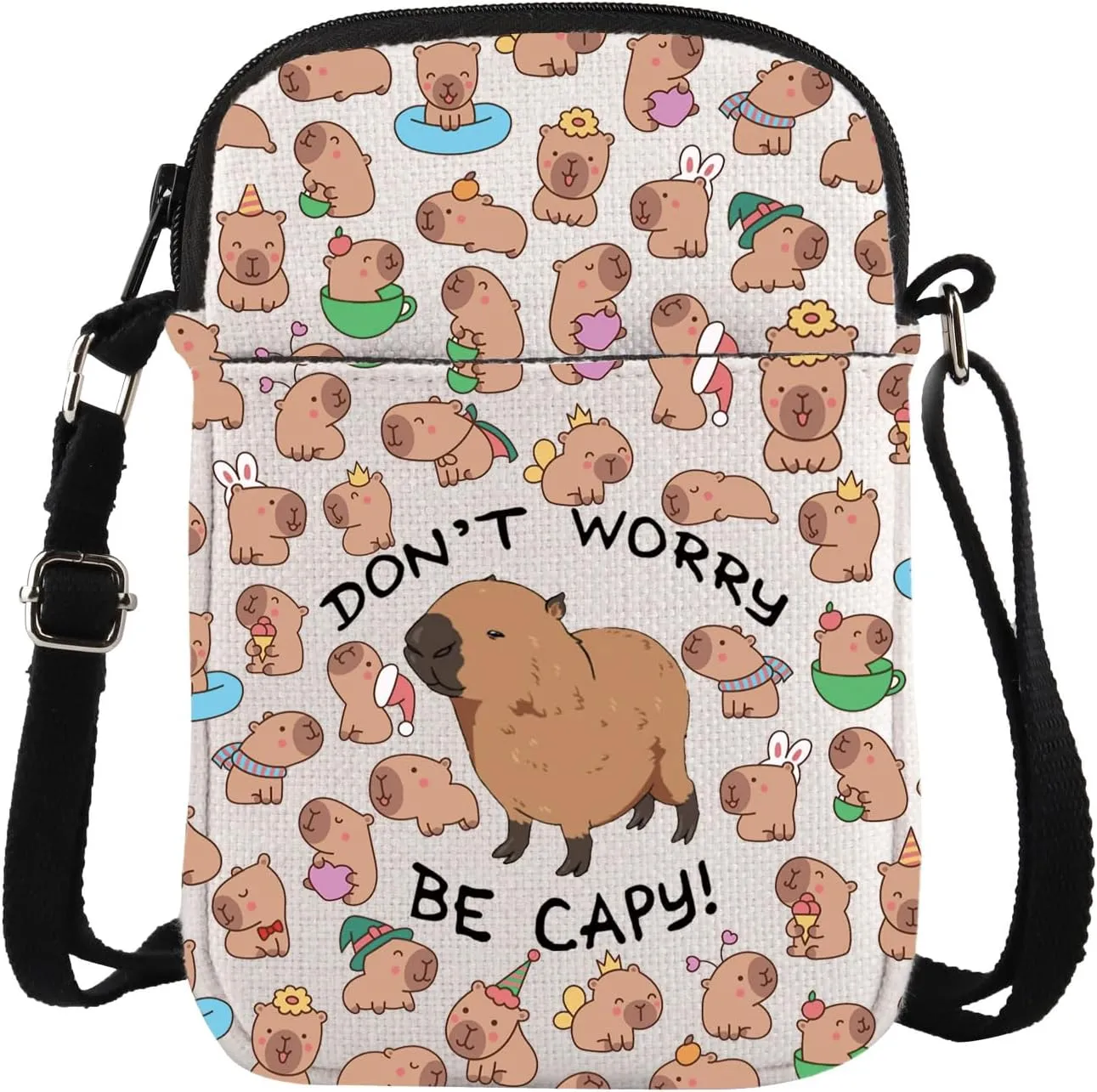 TSOTMO Capybaras Bag Animals Theme Gift Funny Don’t Worry Be Capy Crossbody Bag Animal Parody Gift Capybaras Lover Gift