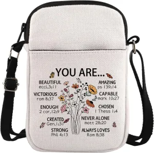 TSOTMO Christian Merch Gift Religion Bible Verse Crossbody Bag for Christian Faith Based Bag Religious Gift Bapitism Gift