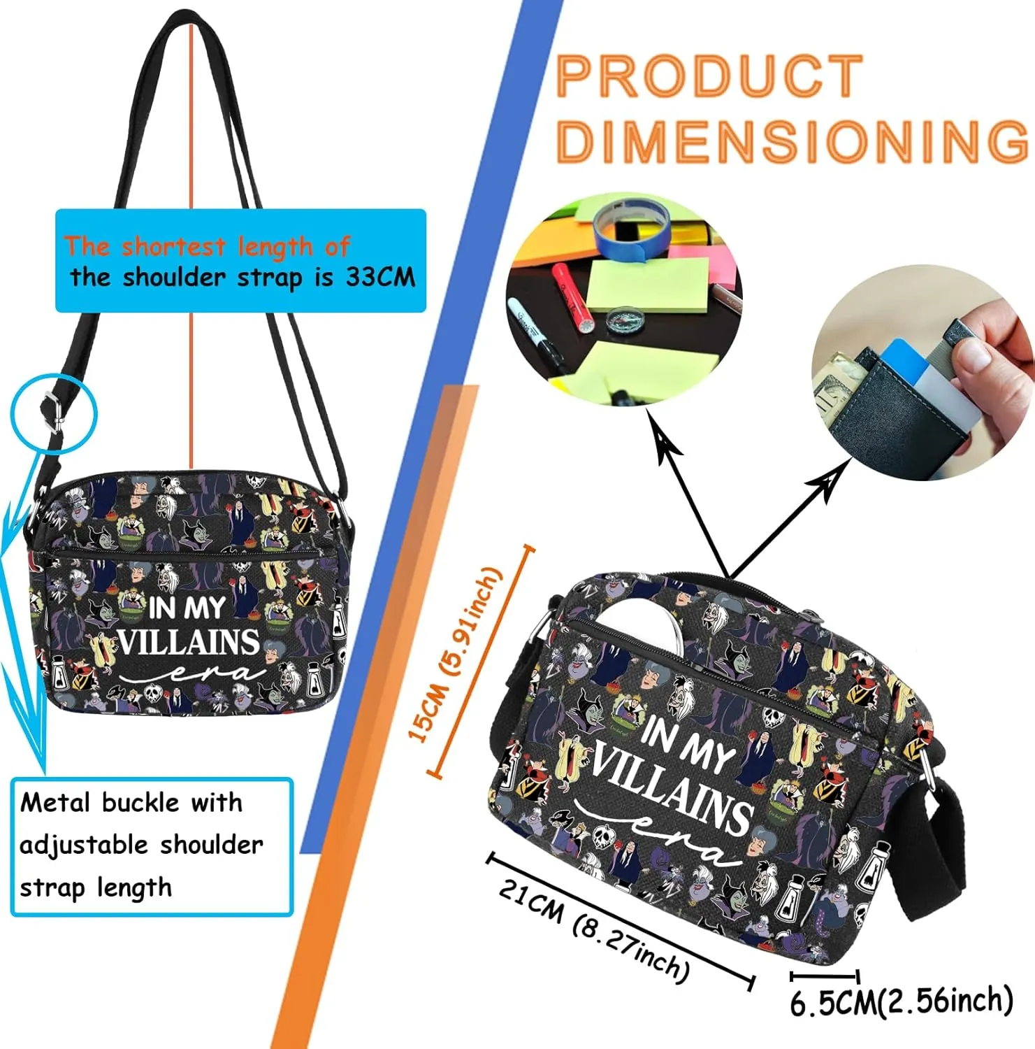 TSOTMO Evil Queen Gift Villains Characters Group Gift Crossbody Bag for Villains Fans Villains Evil Tour Gift