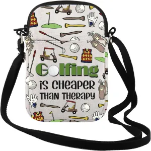TSOTMO Golfer Player Gift Golfing Themed Gift Golfing Is Cheaper Than Therapy Crossbody Bag Golfer Memorial Gift