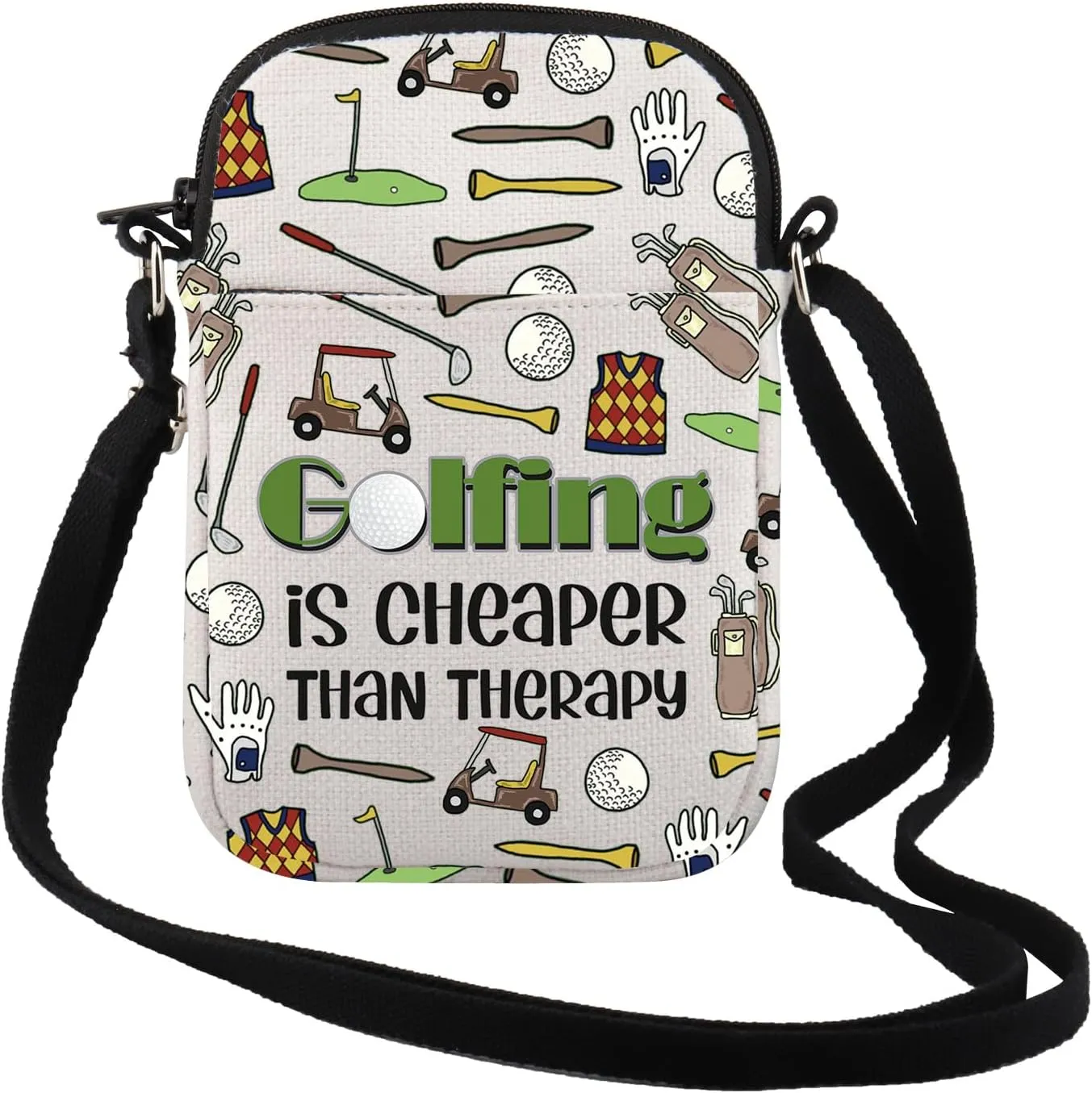 TSOTMO Golfer Player Gift Golfing Themed Gift Golfing Is Cheaper Than Therapy Crossbody Bag Golfer Memorial Gift