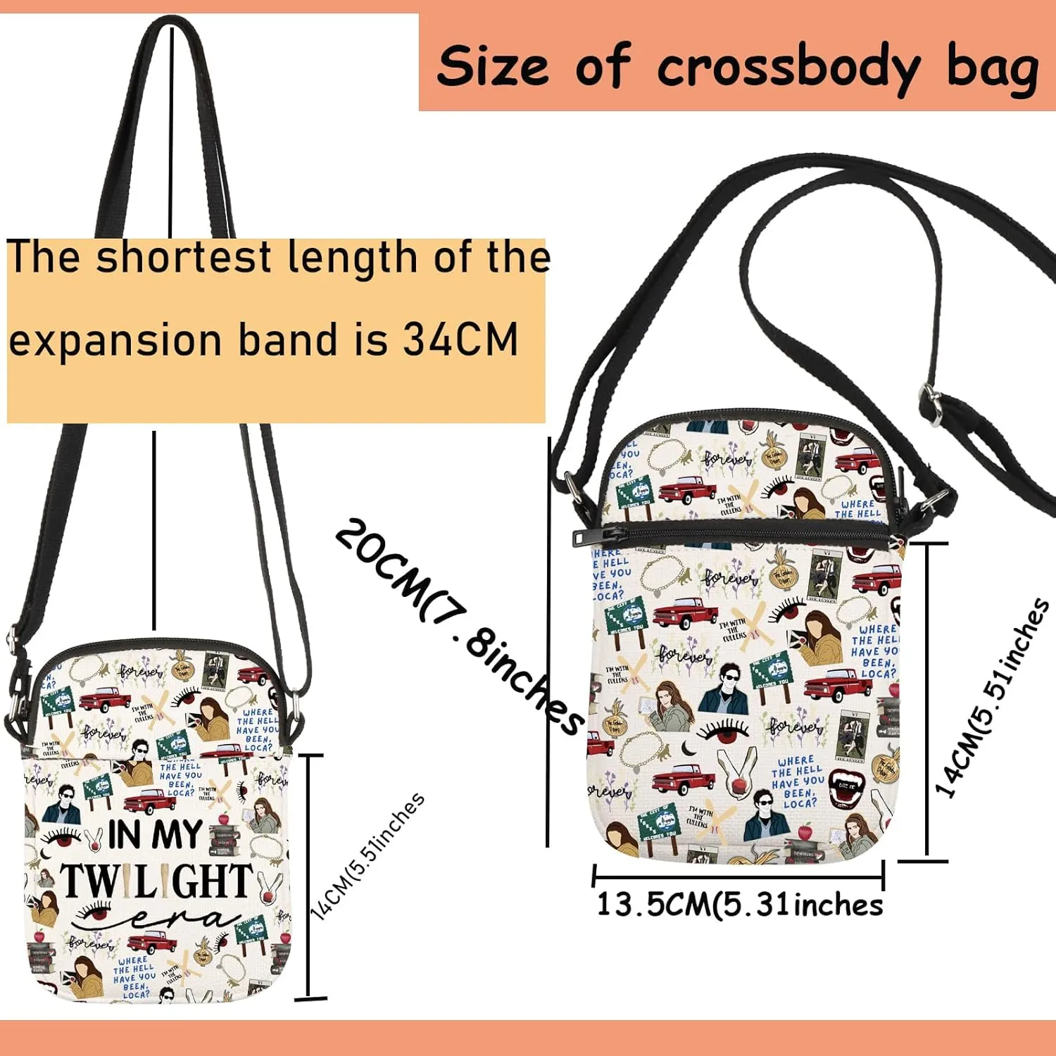 TSOTMO Horror Merch Vampire Movie Gift Vampire Fans Crossbody Bag for Bella Edward Fans