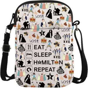 TSOTMO Musical Merch Eat Sleep Repeat Crossbody Bag for Musical Fans Theatre Lovers Gifts