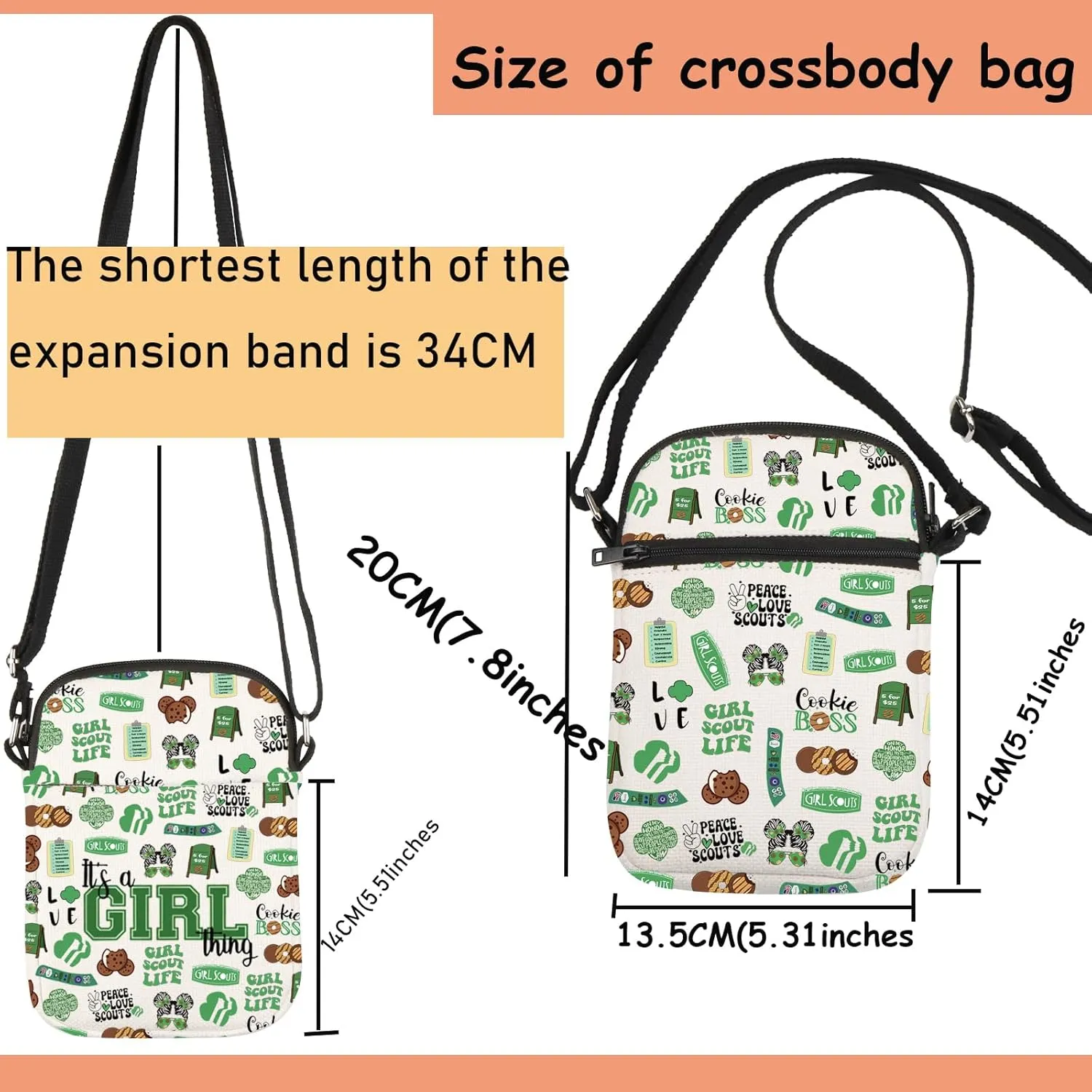 TSOTMO Scout Merch Leader Gift Scout Cookie Crossbody Bag Adventure Lover Squad Gift Camping Bag