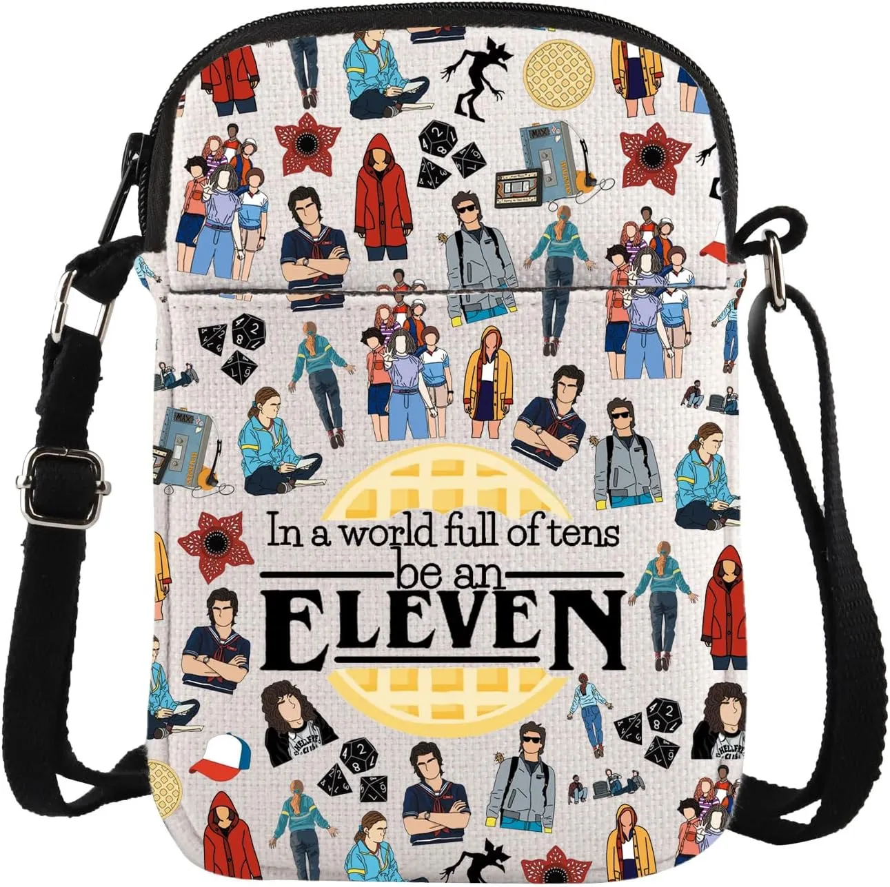 TSOTMO TV Show Merch Gift Eleven Gift TV Series Upside Down Gift In A World Full of Tens Be an Eleven Crossbody Bag for Fans