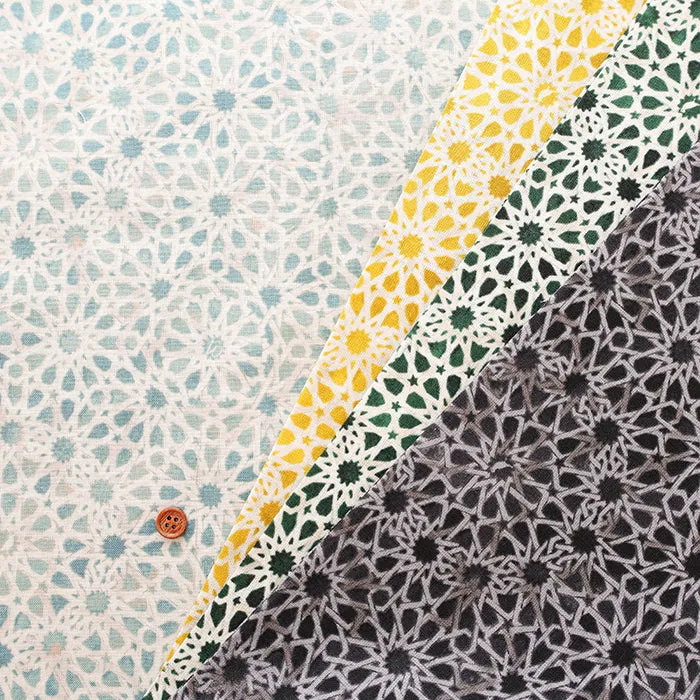 Tumbler Finished C/L Cotton Muslin Printed Fabric neige  Mosaic