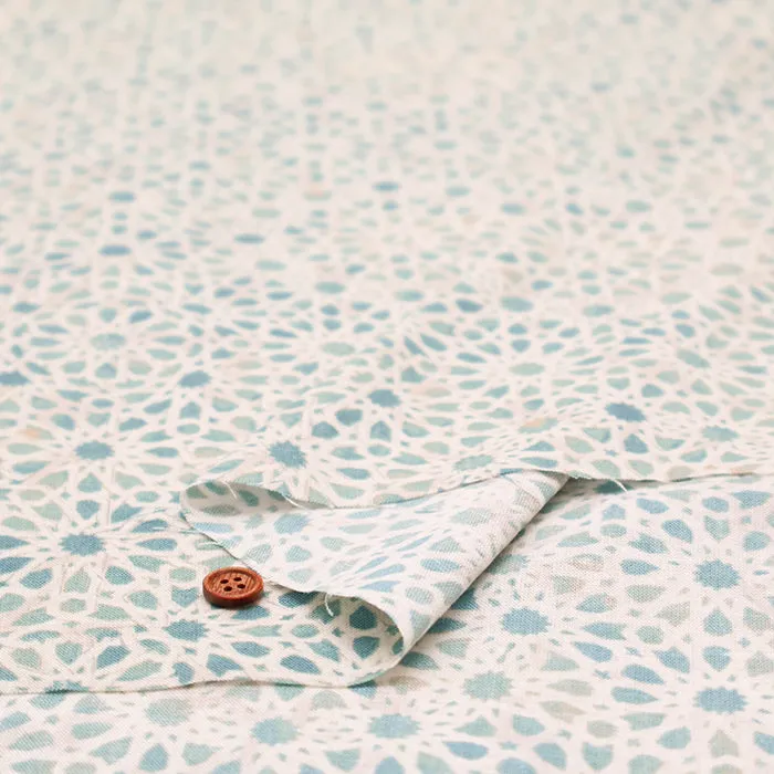 Tumbler Finished C/L Cotton Muslin Printed Fabric neige  Mosaic