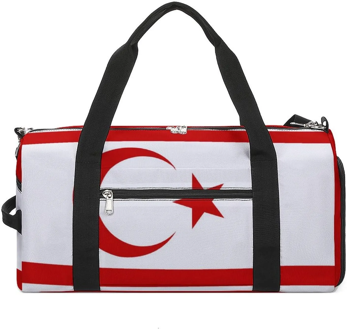 Turkish Republic Northern Cyprus Flag Duffle Bag for Sports Lightweight Waterproof Gym Bag with Shoe Compartment