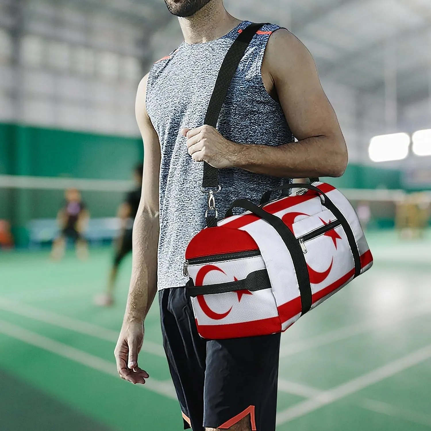 Turkish Republic Northern Cyprus Flag Duffle Bag for Sports Lightweight Waterproof Gym Bag with Shoe Compartment