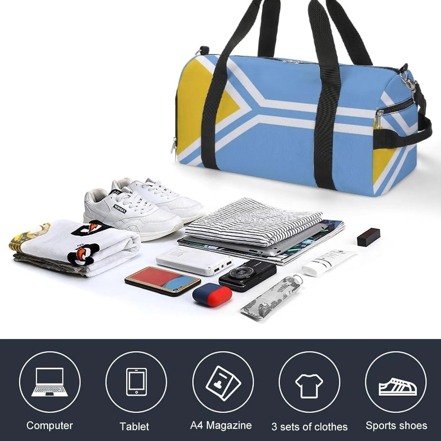Tuva Flag Duffel for Boys Girls with Shoe Compartment and Wet Pocket