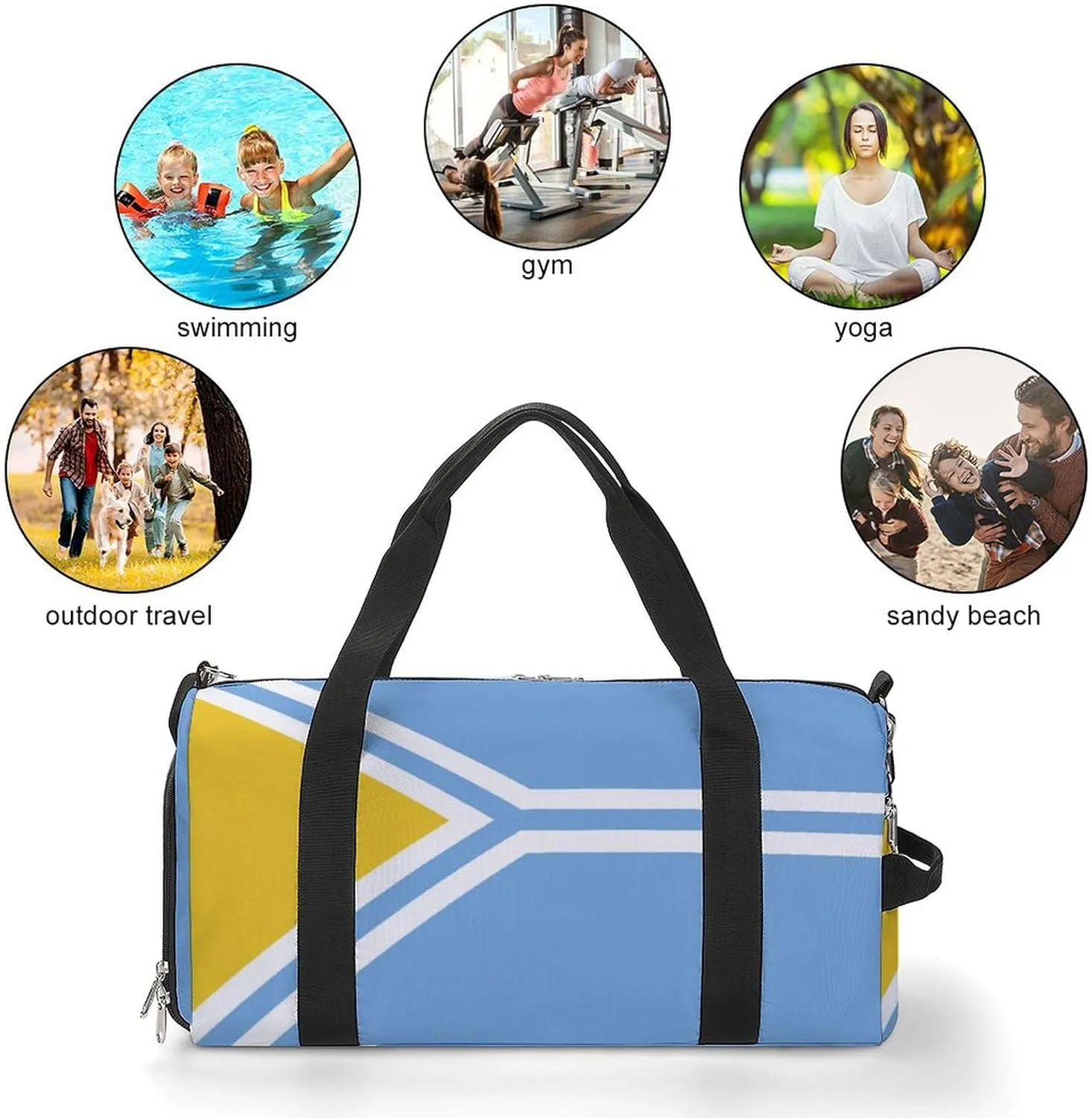 Tuva Flag Duffel for Boys Girls with Shoe Compartment and Wet Pocket