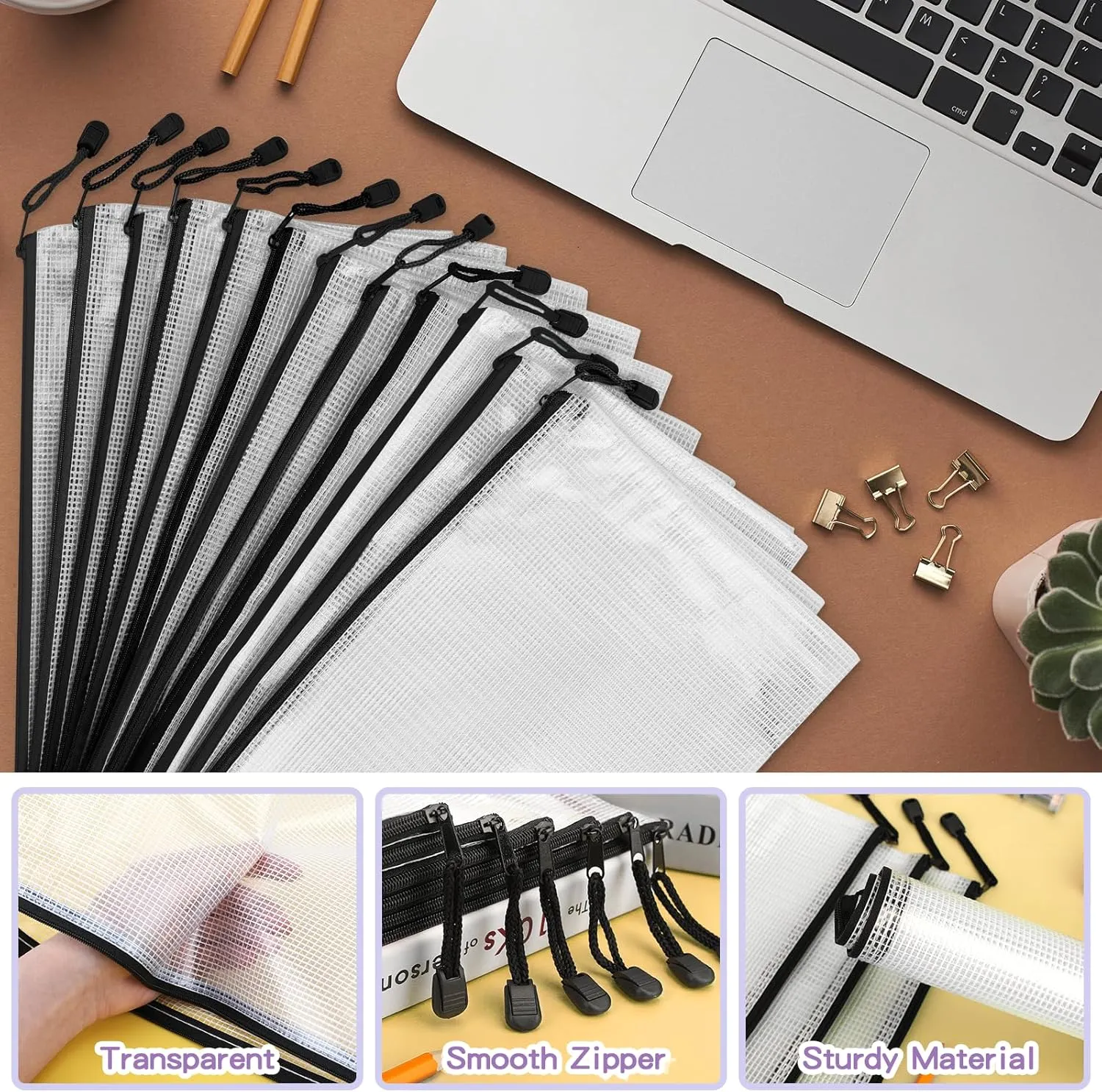 Umriox Mesh Zipper Pouch, 16.9x12.4 in (Black, 36 Packs), Zipper Bags, Board Game Storage Bags, Clear Zipper Pouches for Puzzles, Games, Cross Stitch Projects and Classroom Supplies