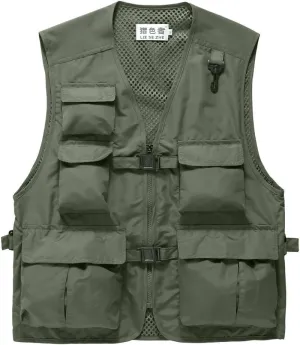 Unisex Breathable Fishing Vest, Multi-Pockets Photography Travel Hunting Waistcoat Jacket for Adults and Youth