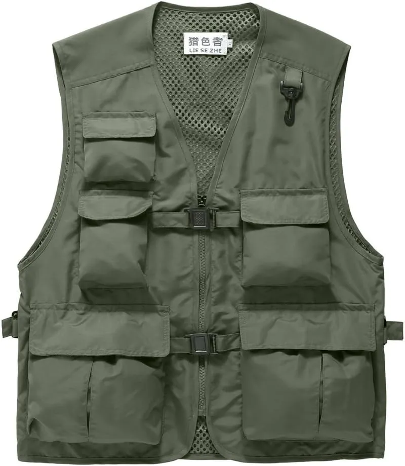 Unisex Breathable Fishing Vest, Multi-Pockets Photography Travel Hunting Waistcoat Jacket for Adults and Youth