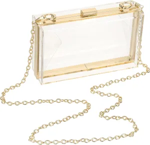 uxcell Women Acrylic Clear Clutch Purses Square Evening Handbag Crossbody Bag with Chain for Wedding Prom Party