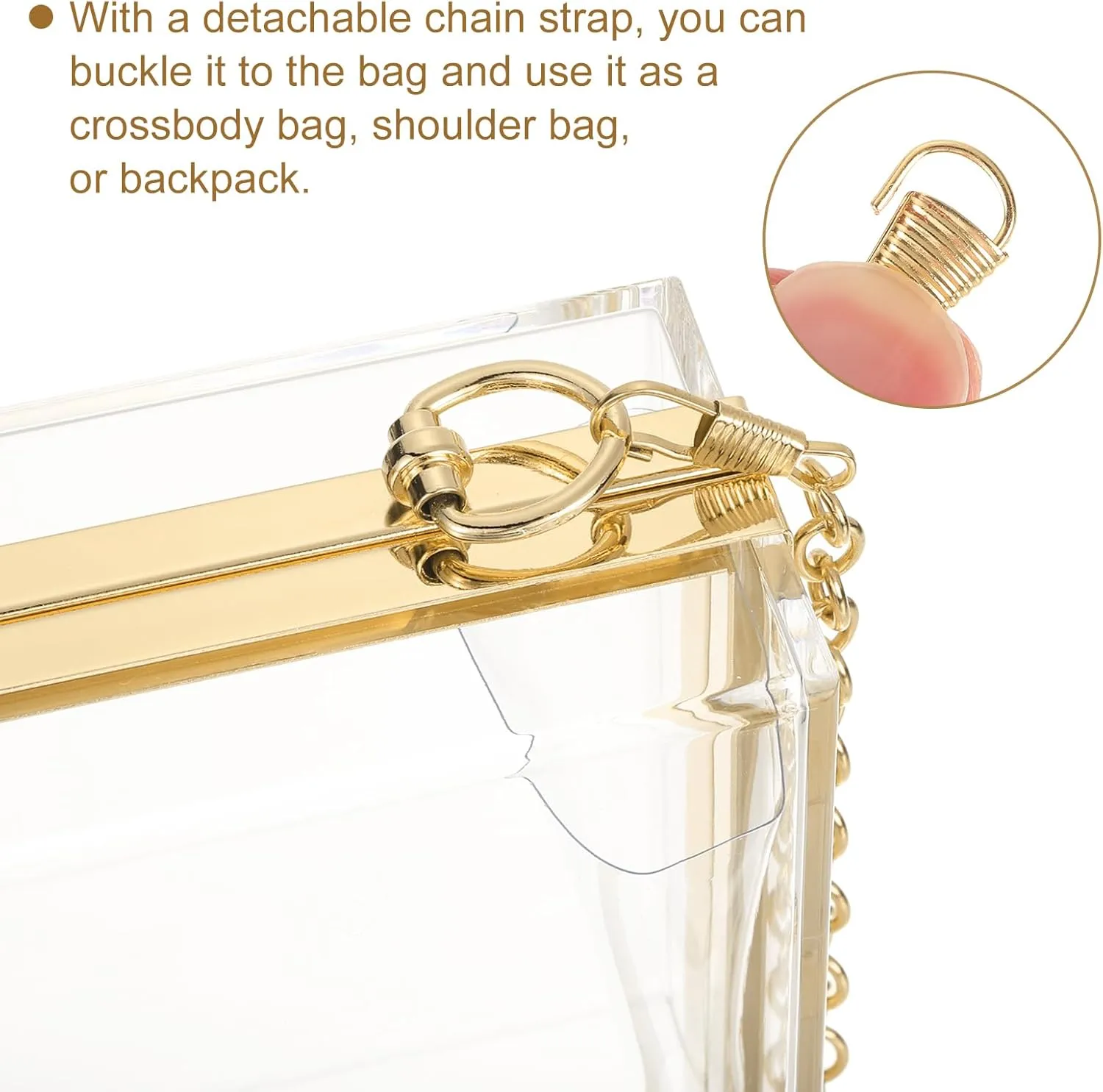 uxcell Women Acrylic Clear Clutch Purses Square Evening Handbag Crossbody Bag with Chain for Wedding Prom Party