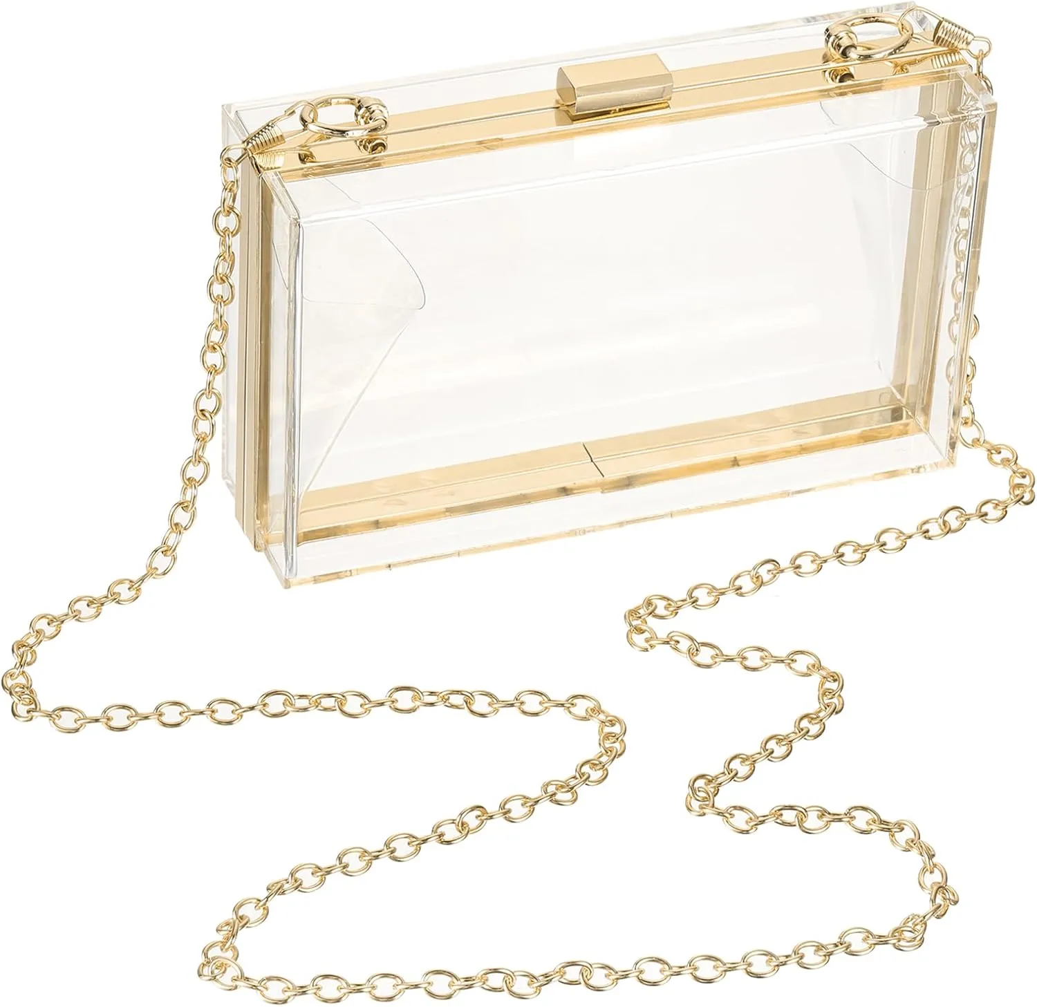 uxcell Women Acrylic Clear Clutch Purses Square Evening Handbag Crossbody Bag with Chain for Wedding Prom Party
