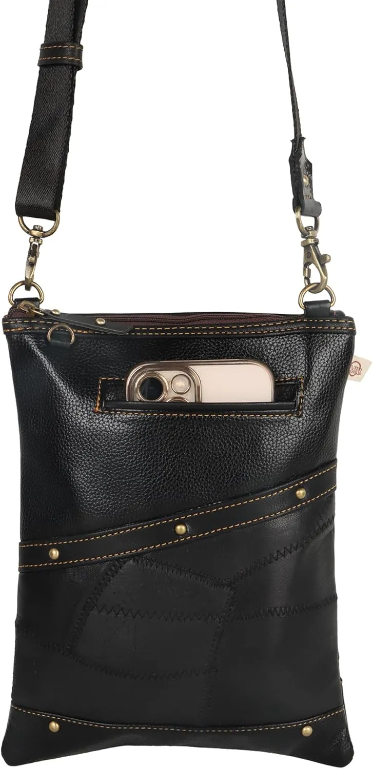Vaan & Co. Leather Brisk Medium Crossbody Bag with Front Cell Phone Pocket
