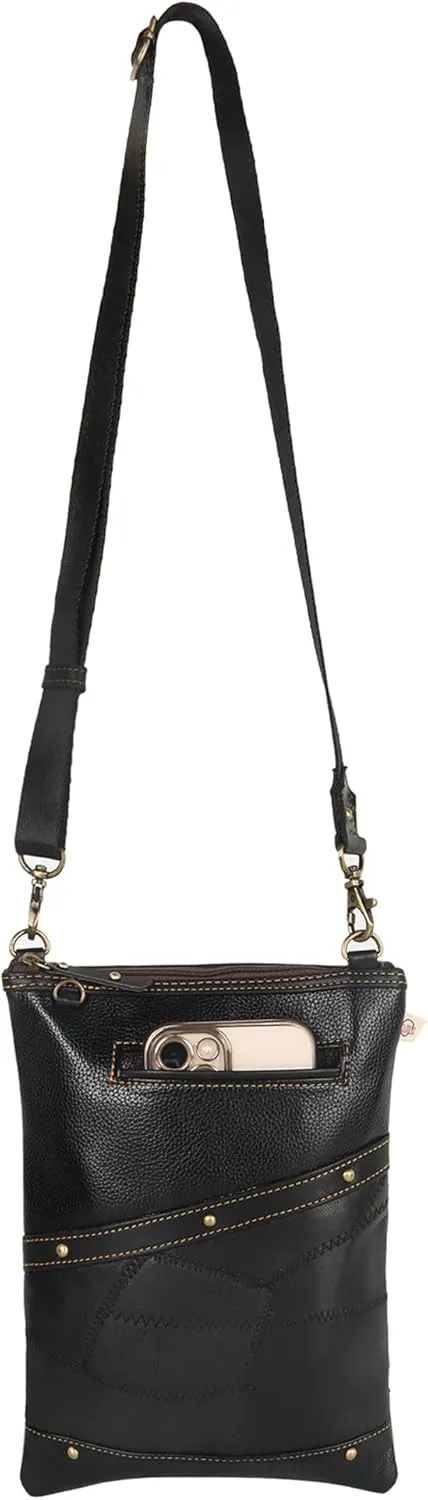 Vaan & Co. Leather Brisk Medium Crossbody Bag with Front Cell Phone Pocket