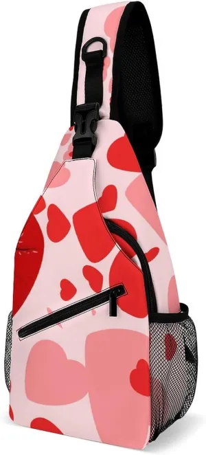 Valentines Love Lips Sling Bag for Women Men Kiss Mouth Heart Crossbody Shoulder Bag with Anti Theft,Multipurpose Chest Bag for Travel,Hiking,Cycling,Camping