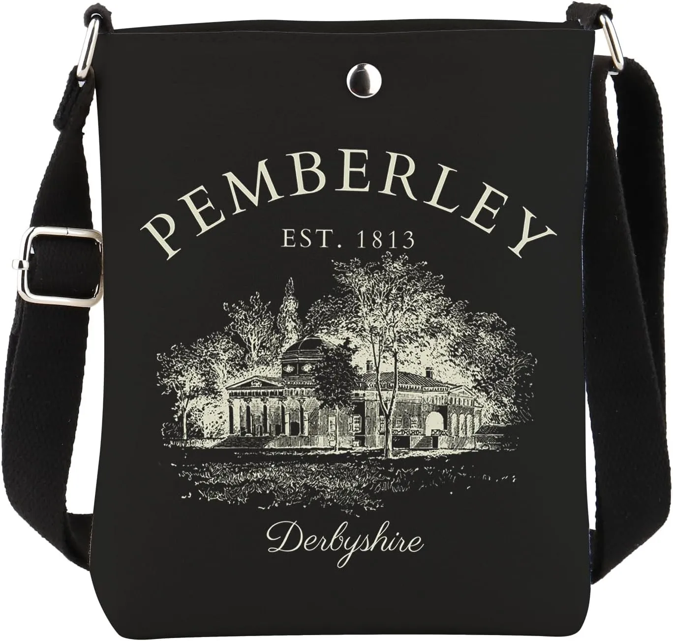 VAMSII Pride Prejudice Inspired Crossbody Bag Pemberley Est.1813 Derbyshire Gift For Bookworm