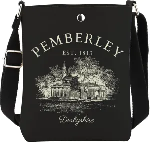 VAMSII Pride Prejudice Inspired Crossbody Bag Pemberley Est.1813 Derbyshire Gift For Bookworm