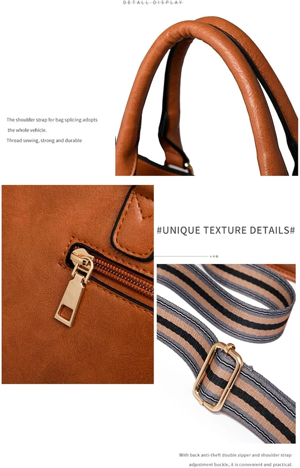 Vegan Leather Crossbody Tote Bag with Guitar Strap Women Vintage Hobo Handbag Large Capacity Work Shoulder Tote Bag