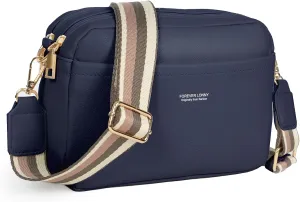 Vegan Leather Women's Crossbody Bag, Shoulder Purse with Wide Strap & Multi-Compartment Design for Daily & Travel
