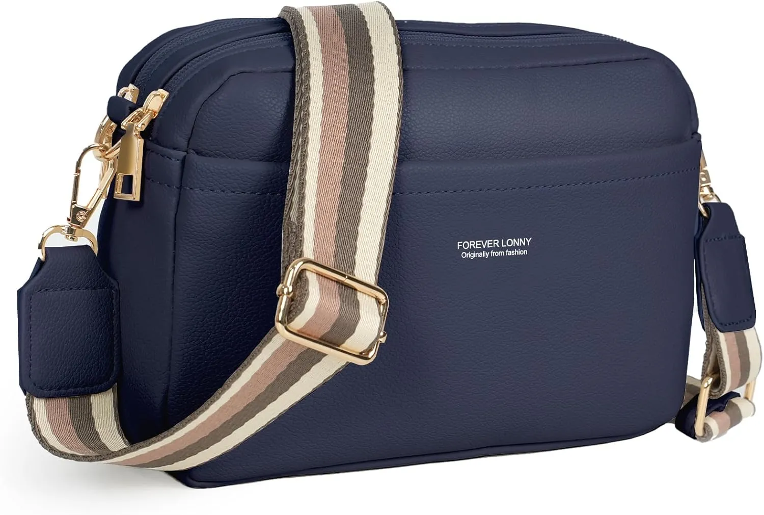 Vegan Leather Women's Crossbody Bag, Shoulder Purse with Wide Strap & Multi-Compartment Design for Daily & Travel