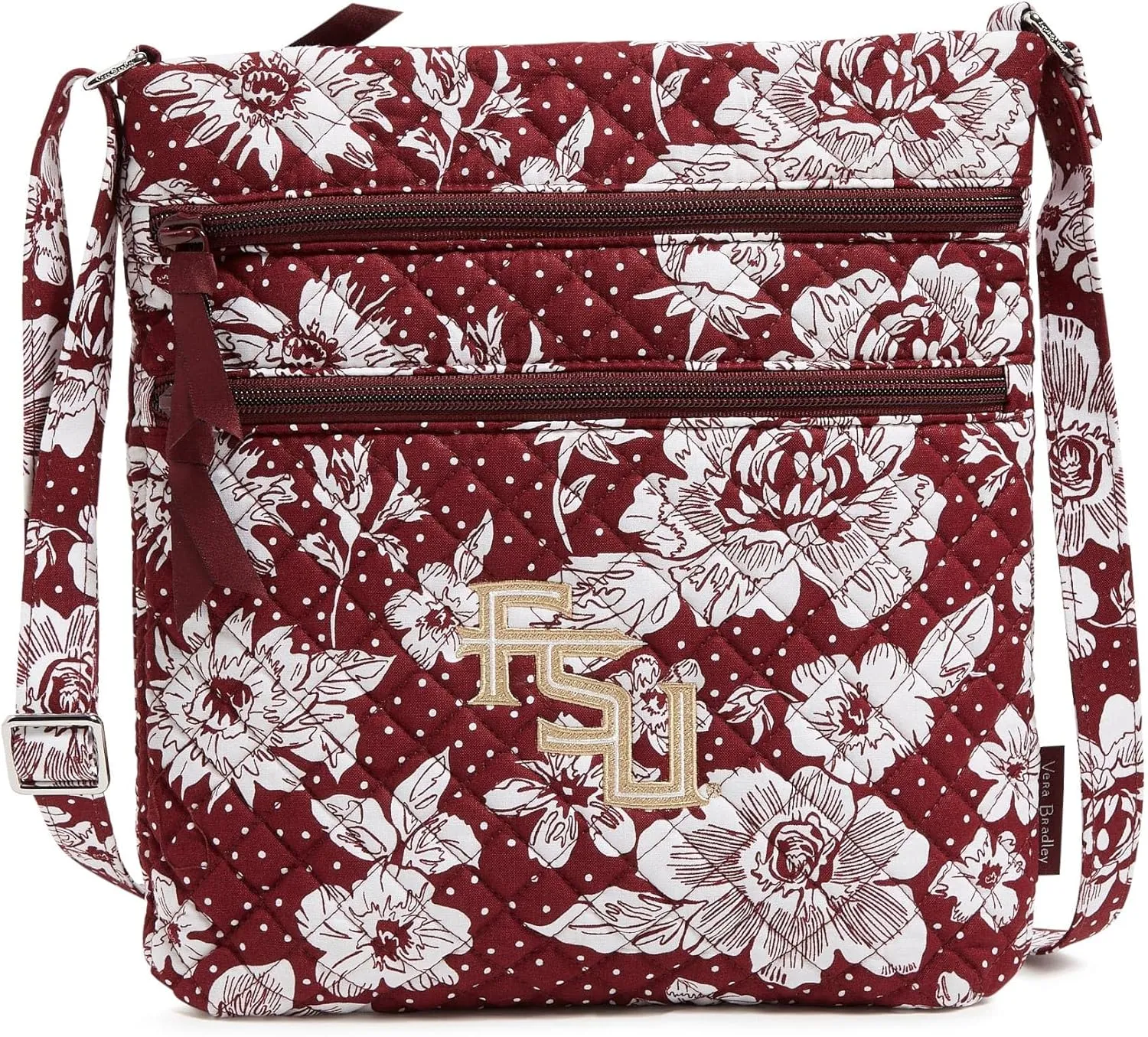 Vera Bradley Cotton Collegiate Triple Zip Hipster Crossbody Purse (Multiple Teams Available)