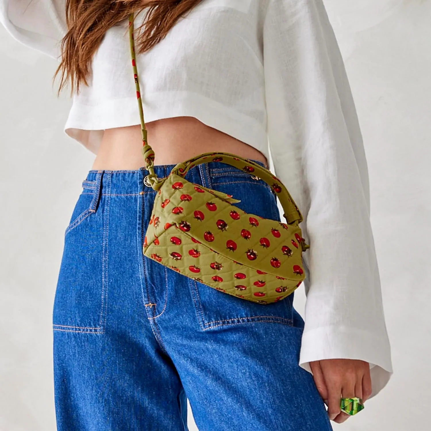 Vera Bradley Premium Cotton Roxbury Crescent Crossbody