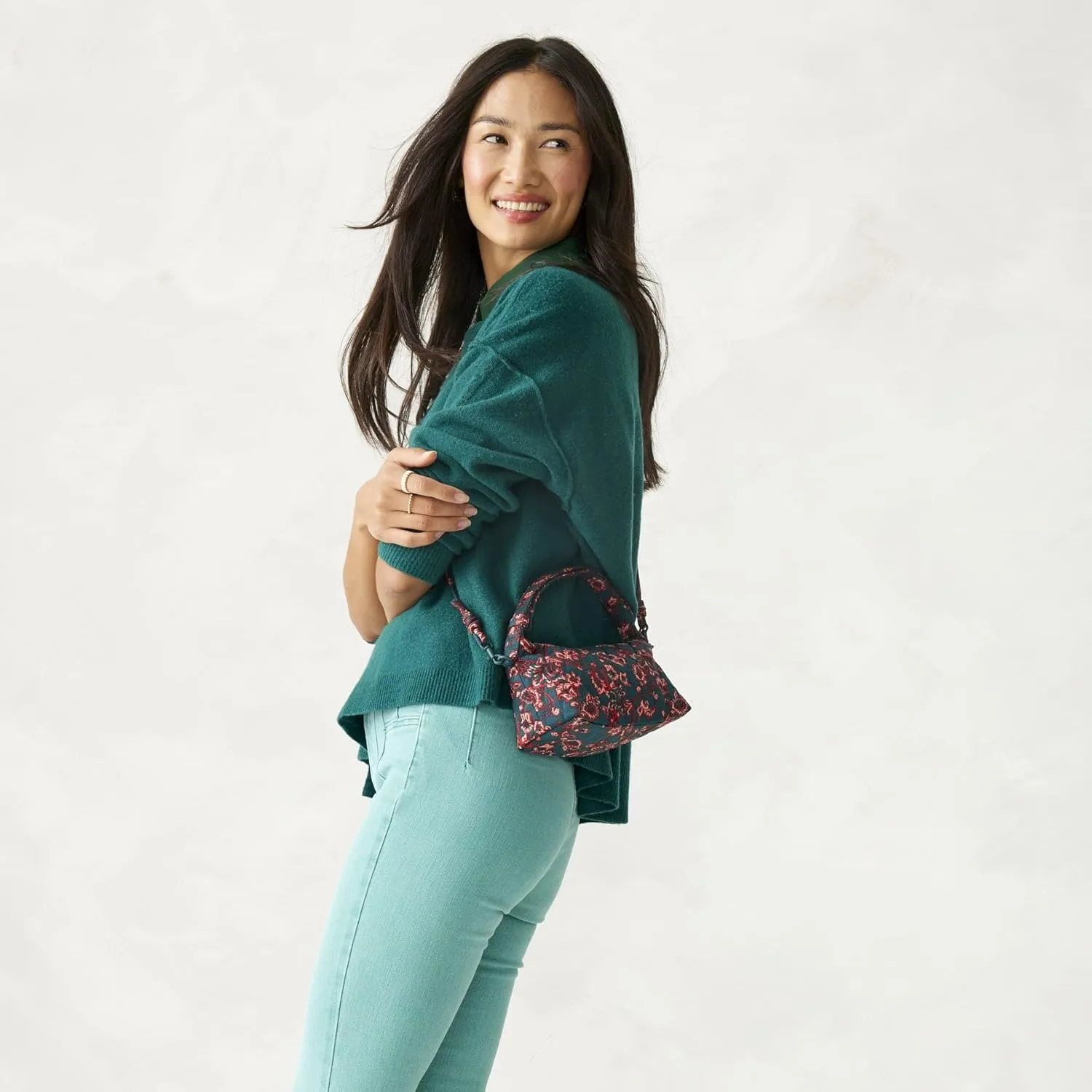 Vera Bradley Premium Cotton Roxbury Crescent Crossbody