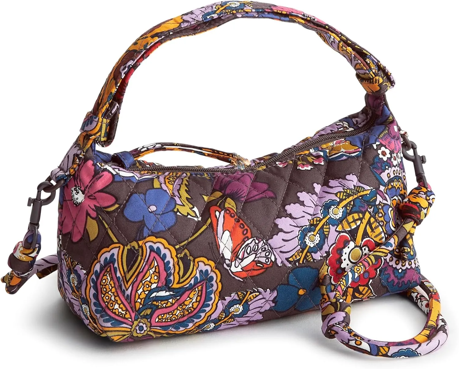 Vera Bradley Premium Cotton Roxbury Crescent Crossbody