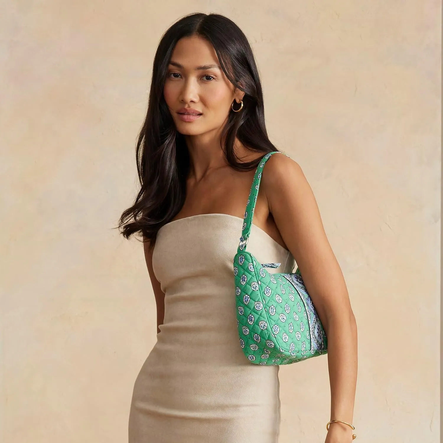 Vera Bradley Women's Cotton Frannie Crescent Crossbody Purse