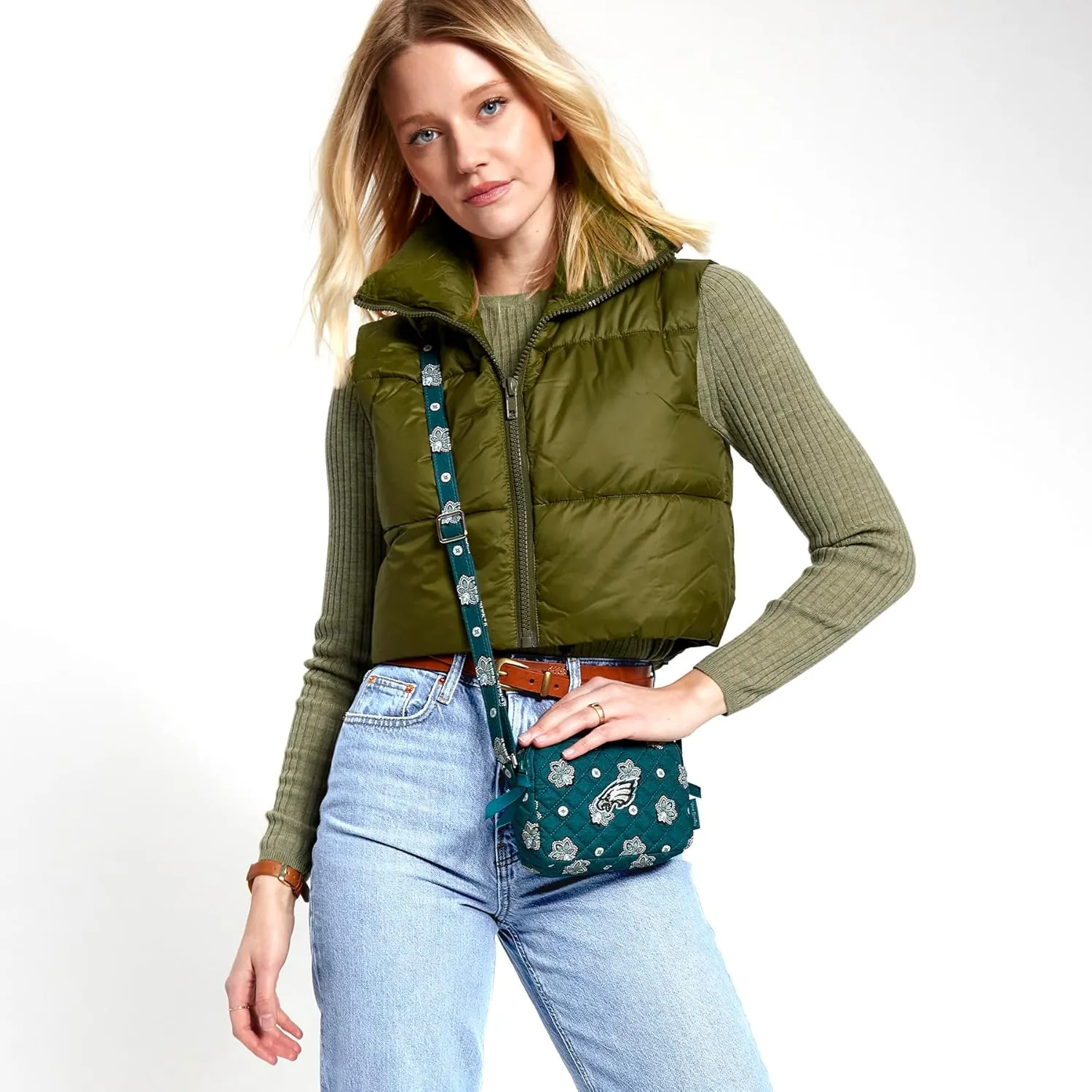 Vera Bradley Women's Cotton NFL Small Stadium Crossbody Bag (Multiple Teams Available)