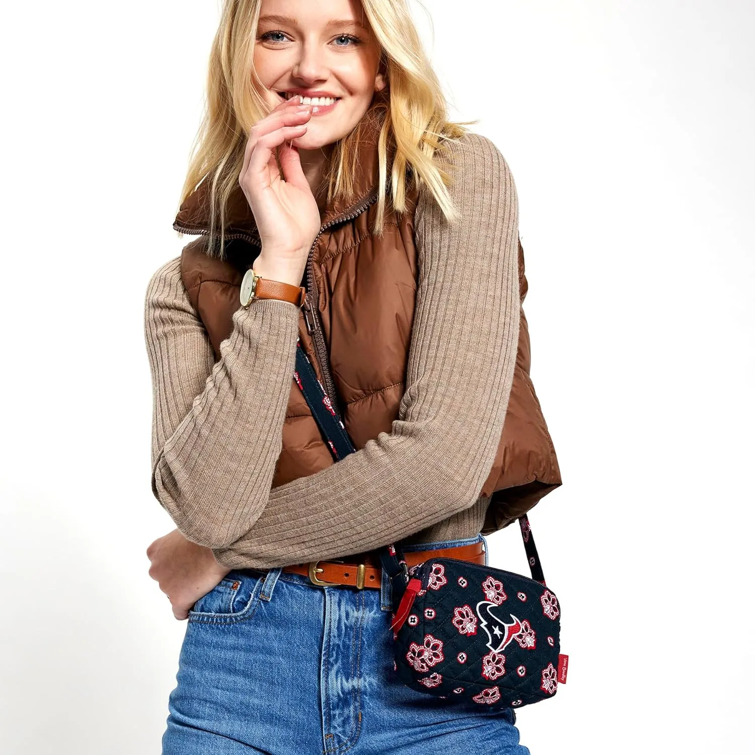 Vera Bradley Women's Cotton NFL Small Stadium Crossbody Bag (Multiple Teams Available)