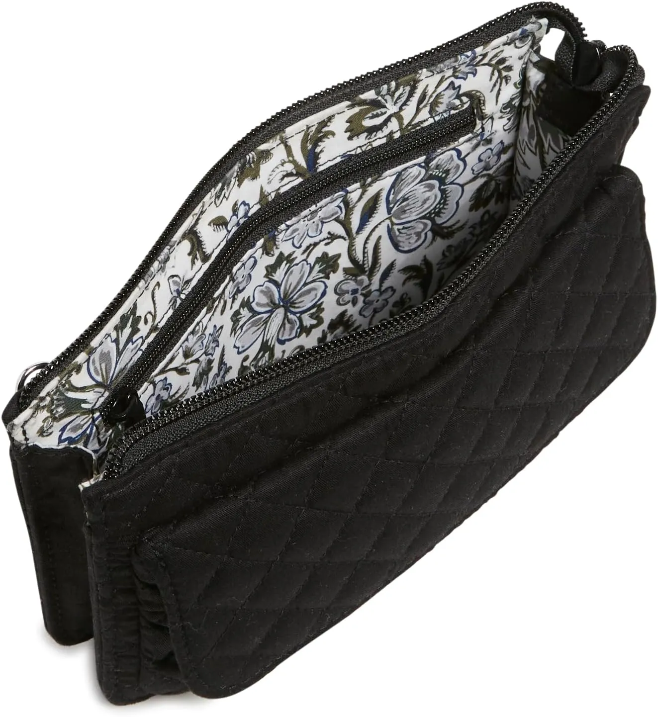 Vera Bradley Women's Cotton Wallet Crossbody Purse with RFID Protection, Black, One Size