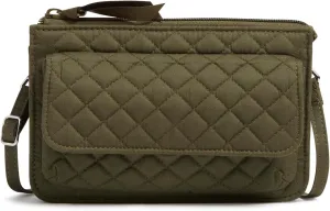 Vera Bradley Women's Cotton Wallet Crossbody Purse with RFID Protection, Climbing Ivy Green, One Size