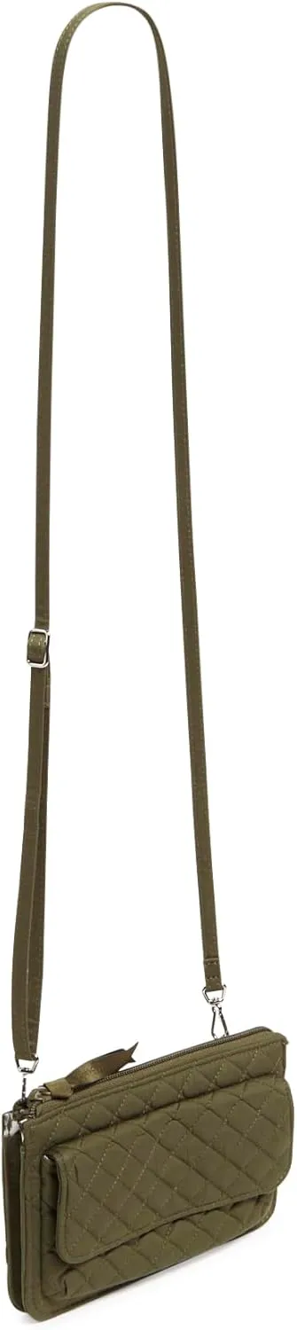 Vera Bradley Women's Cotton Wallet Crossbody Purse with RFID Protection, Climbing Ivy Green, One Size
