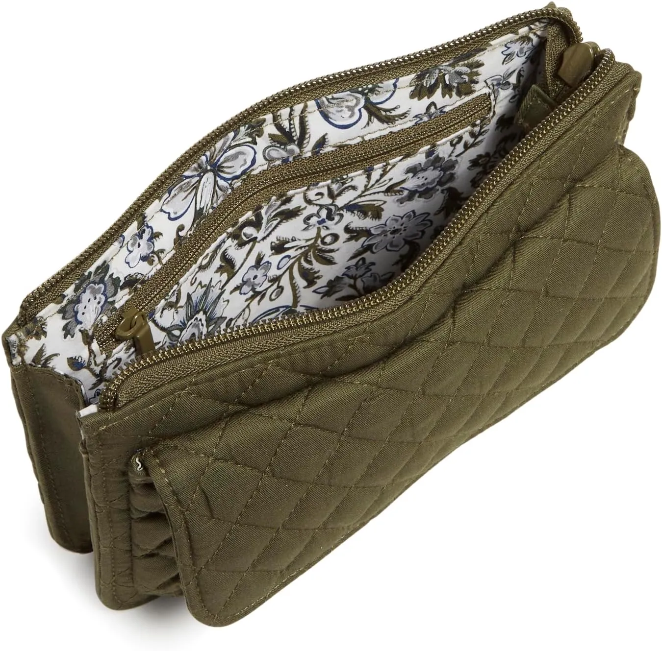 Vera Bradley Women's Cotton Wallet Crossbody Purse with RFID Protection, Climbing Ivy Green, One Size
