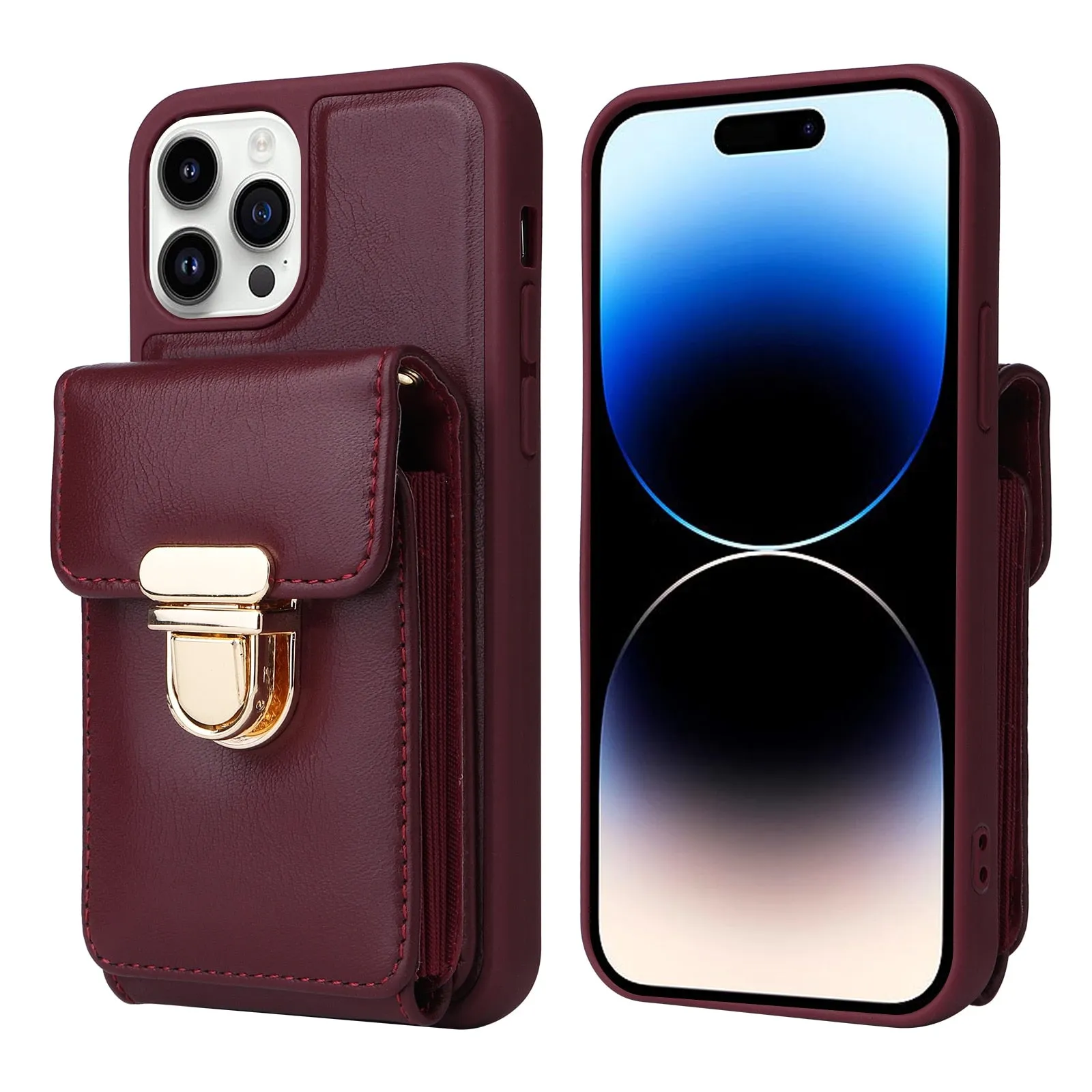 Vertical Cards Solt Wallet Leather Crossbody Case for IPhone