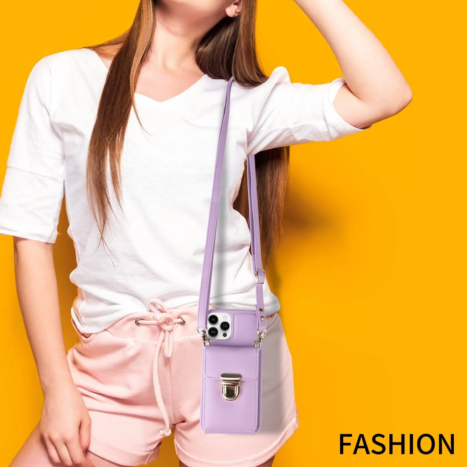 Vertical Cards Solt Wallet Leather Crossbody Case for IPhone