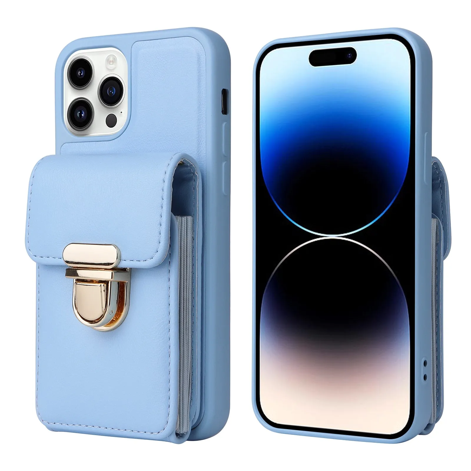 Vertical Cards Solt Wallet Leather Crossbody Case for IPhone