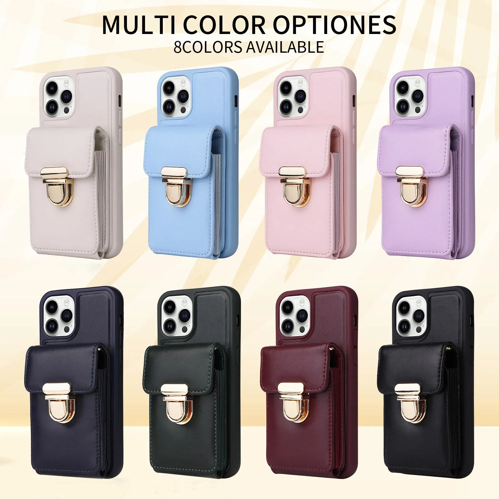 Vertical Cards Solt Wallet Leather Crossbody Case for IPhone