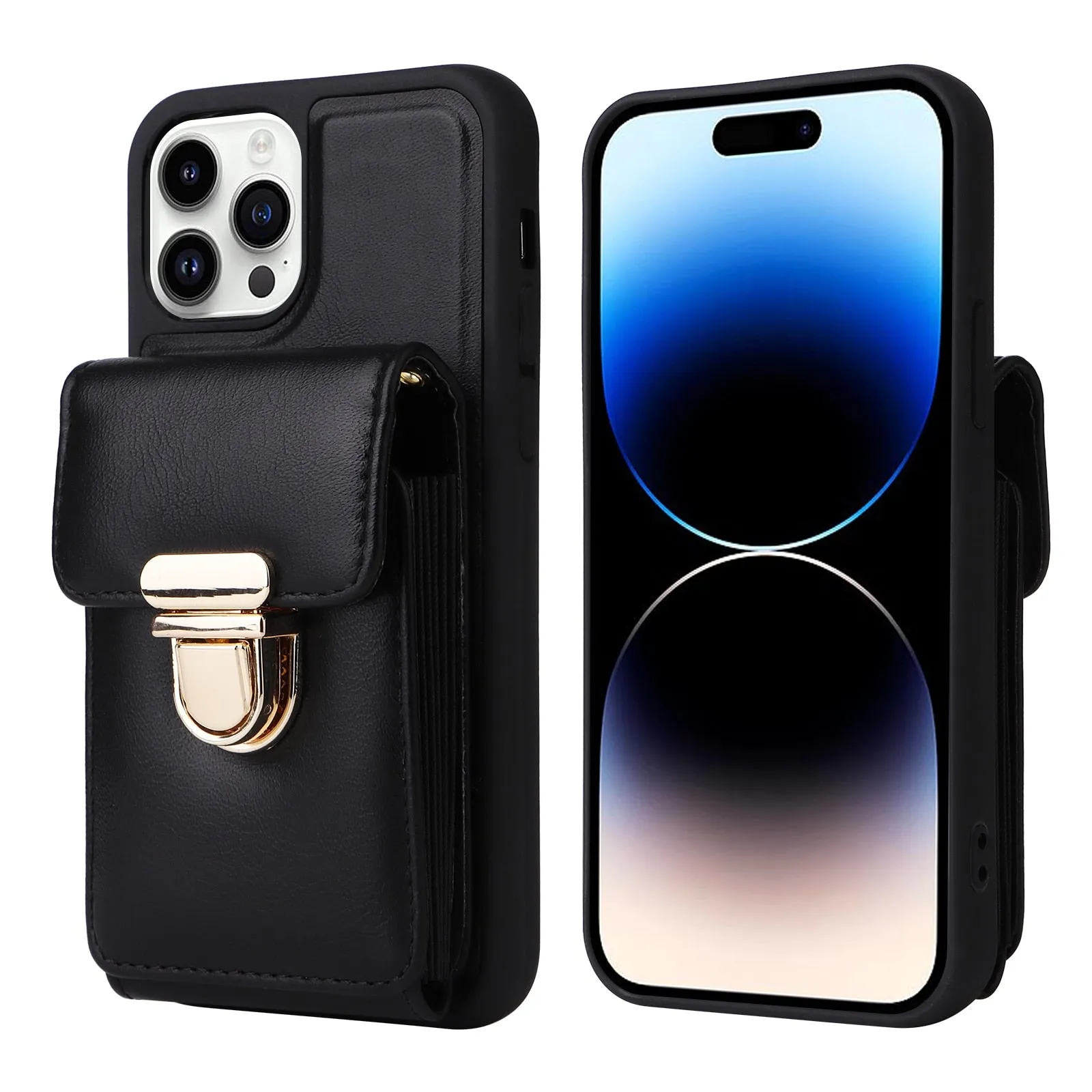 Vertical Cards Solt Wallet Leather Crossbody Case for IPhone
