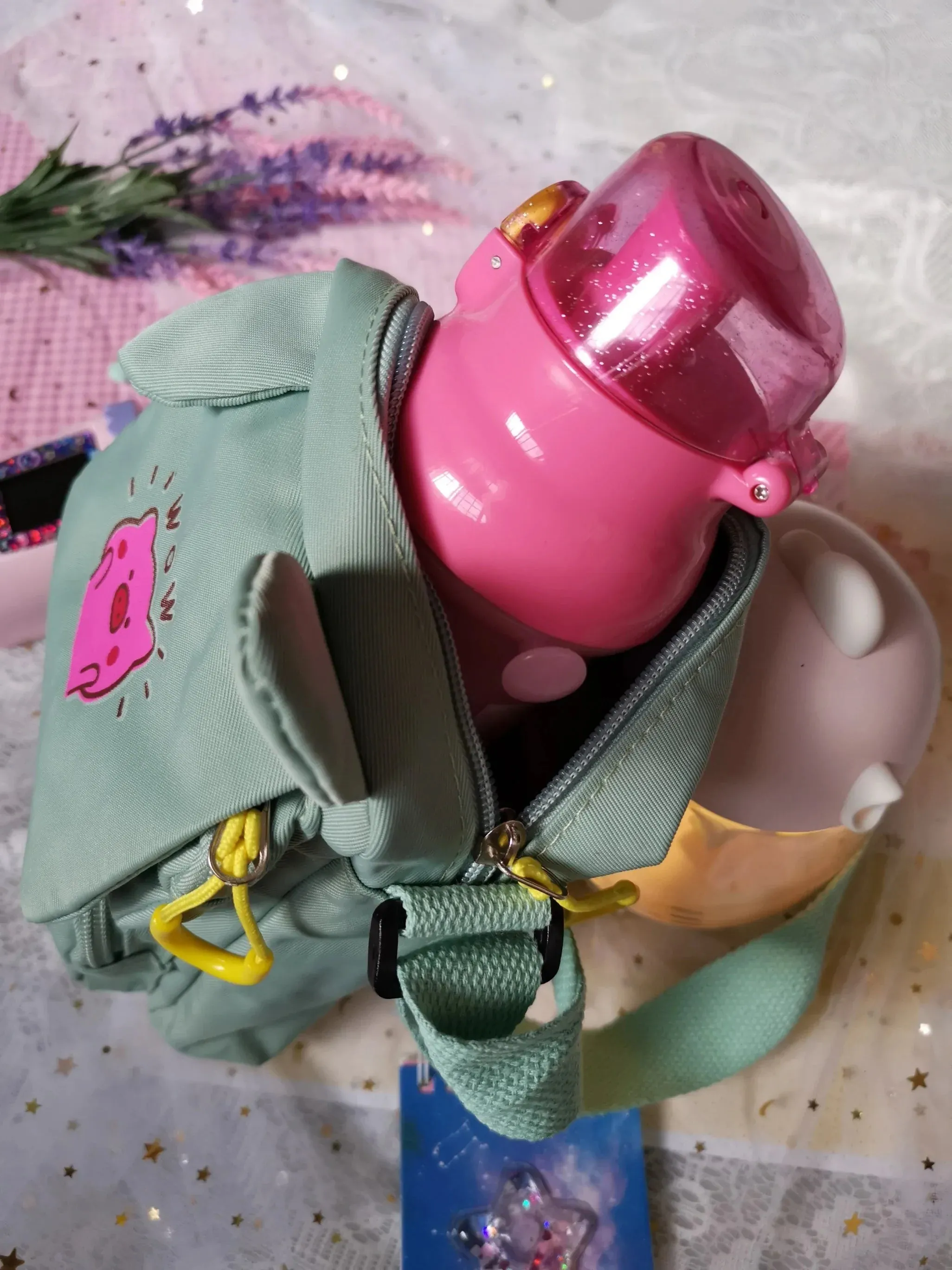 Vertical sling Bag with clear compartment