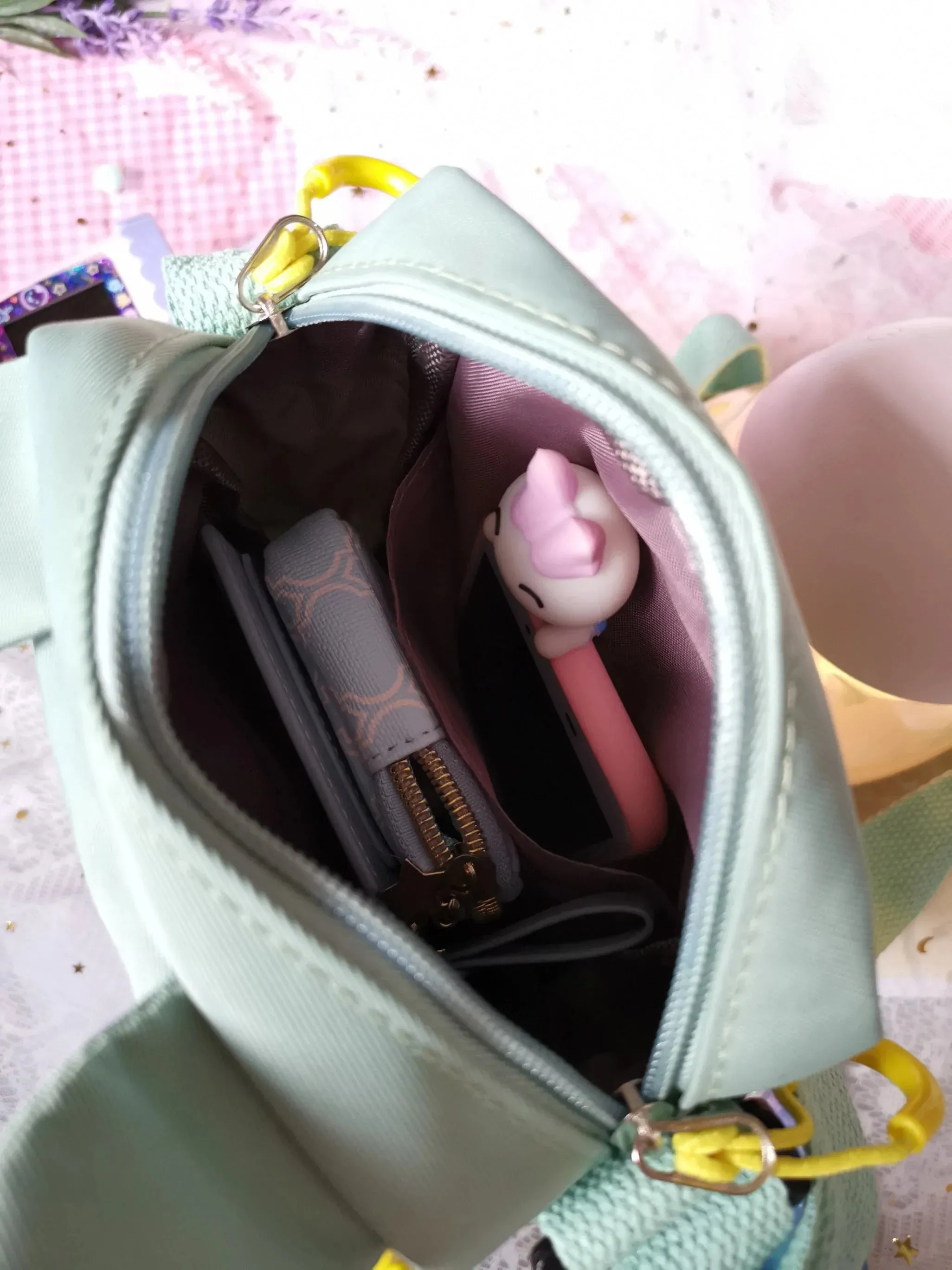 Vertical sling Bag with clear compartment