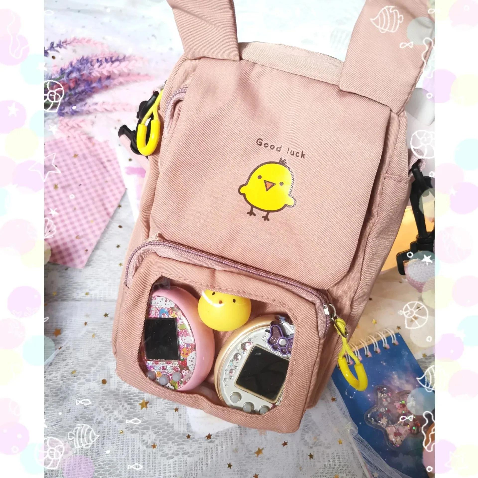Vertical sling Bag with clear compartment