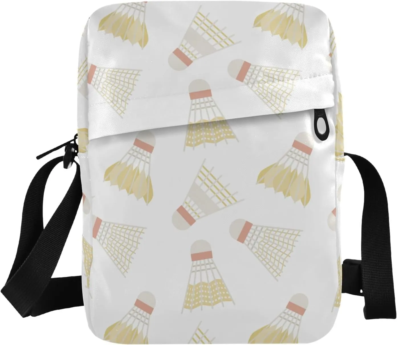 VIGTRO Small Messenger Bag Purse, Shuttlecock Pattern Mini Crossbody Bag with Adjustable Strap for Women Men, Sports Badminton Small Shoulder Bag for Travel Outdoor Sports